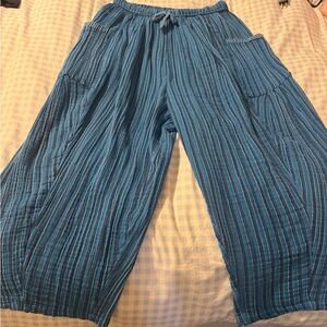 Free People Blue Striped Wide Leg Pants